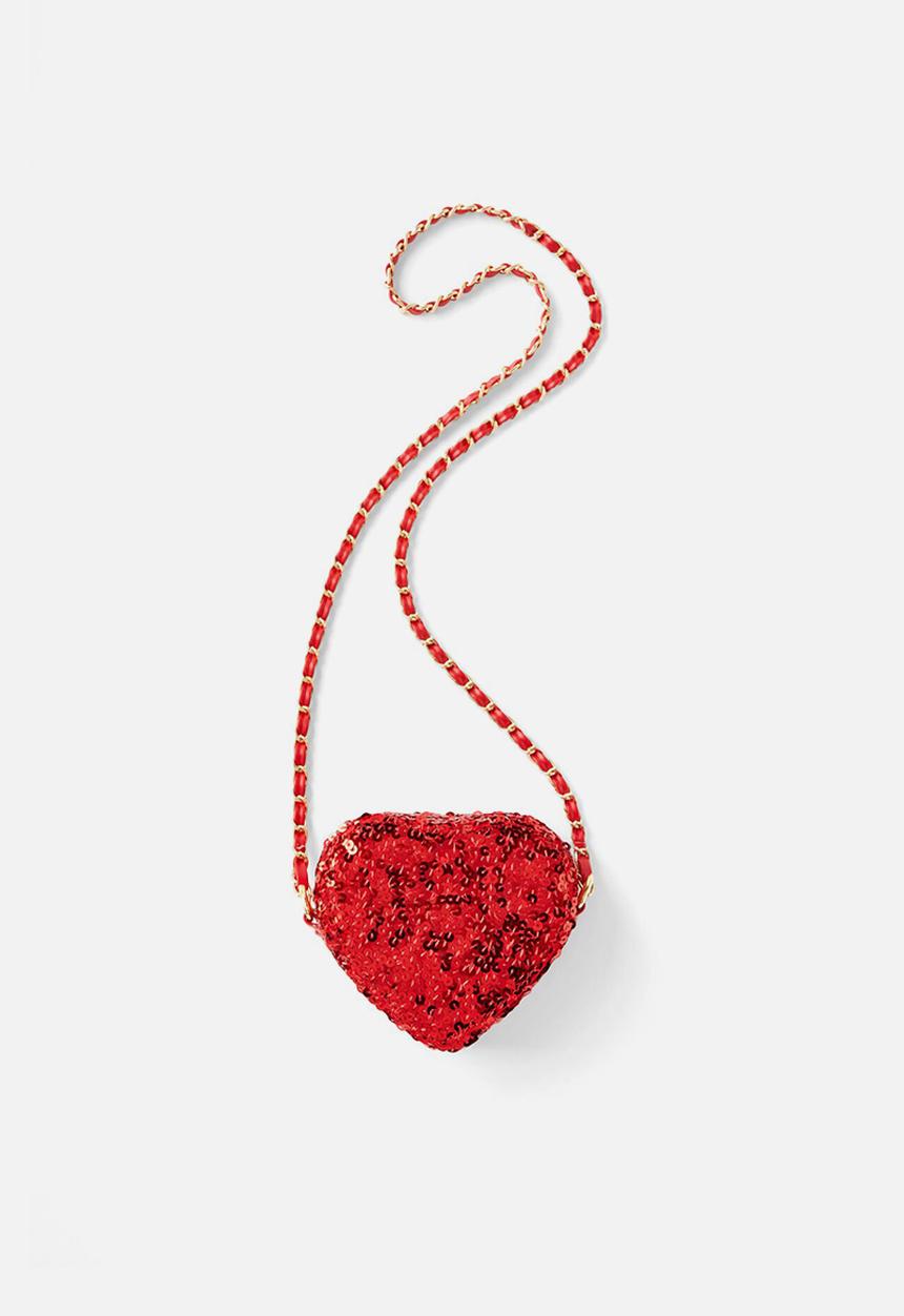 Cotton On - Sequin mini heart bag - varsity red sequin