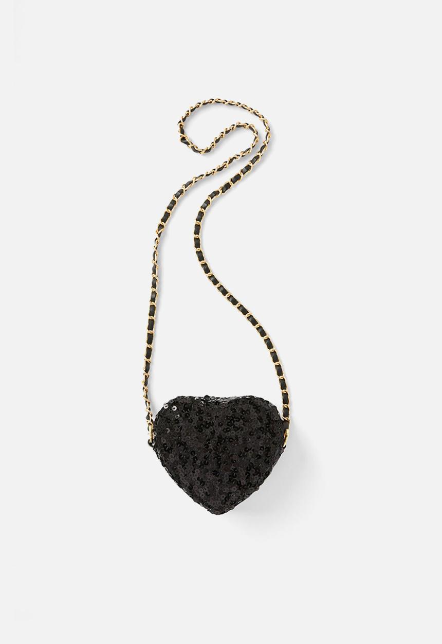Cotton On - Sequin mini heart bag - black sequin
