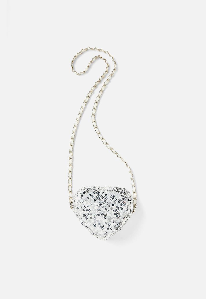 Cotton On - Sequin mini heart bag - vanilla sequin