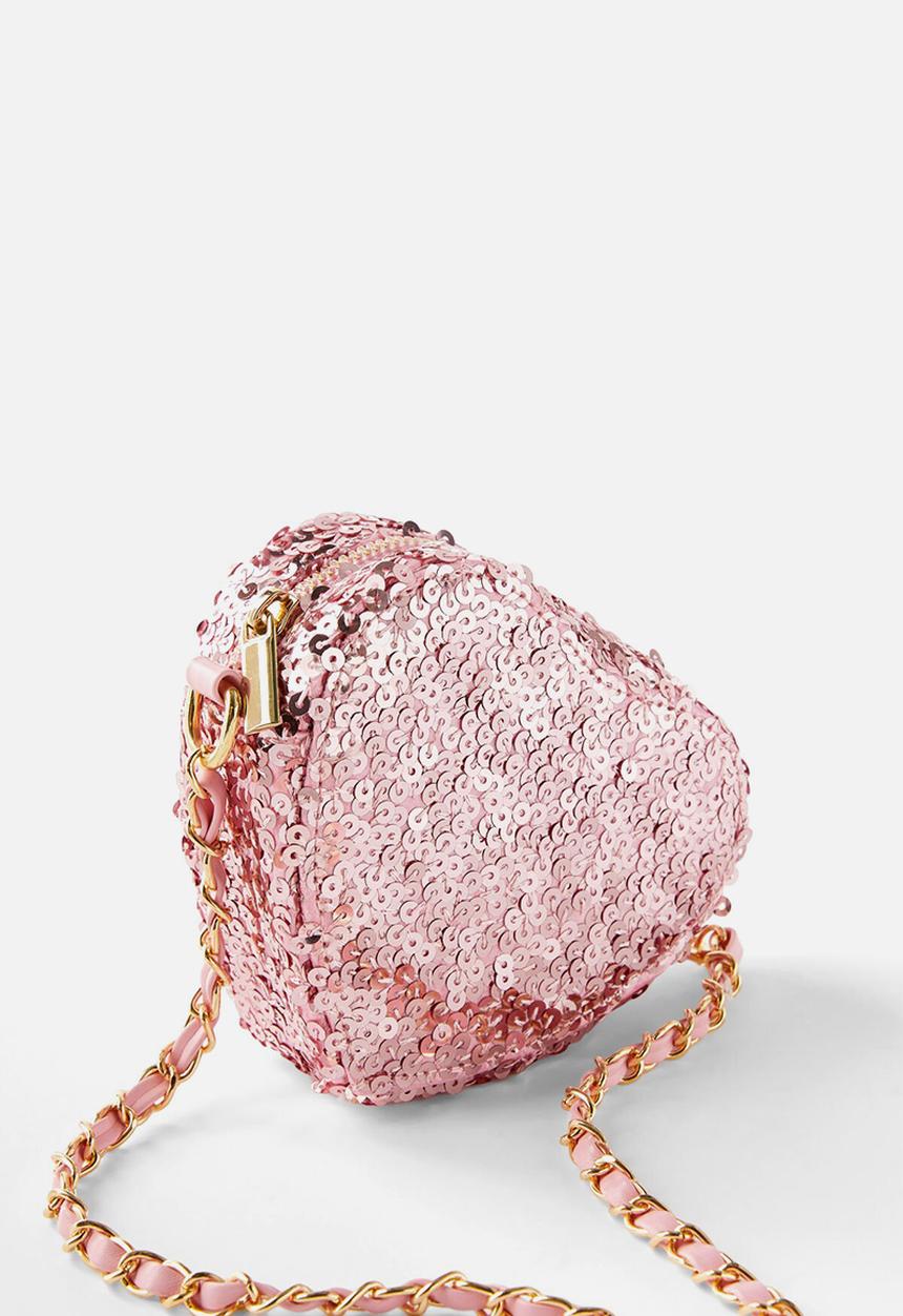 Cotton On - Sequin mini heart bag - blush pink sequin