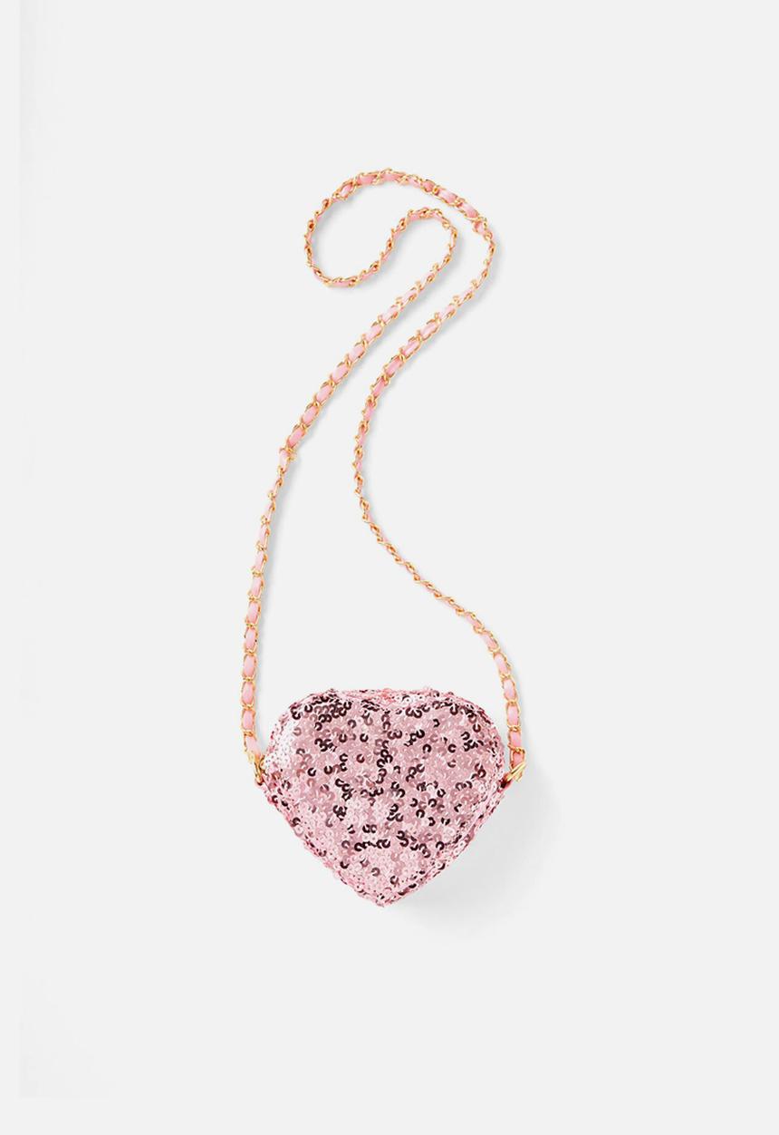 Cotton On - Sequin mini heart bag - blush pink sequin