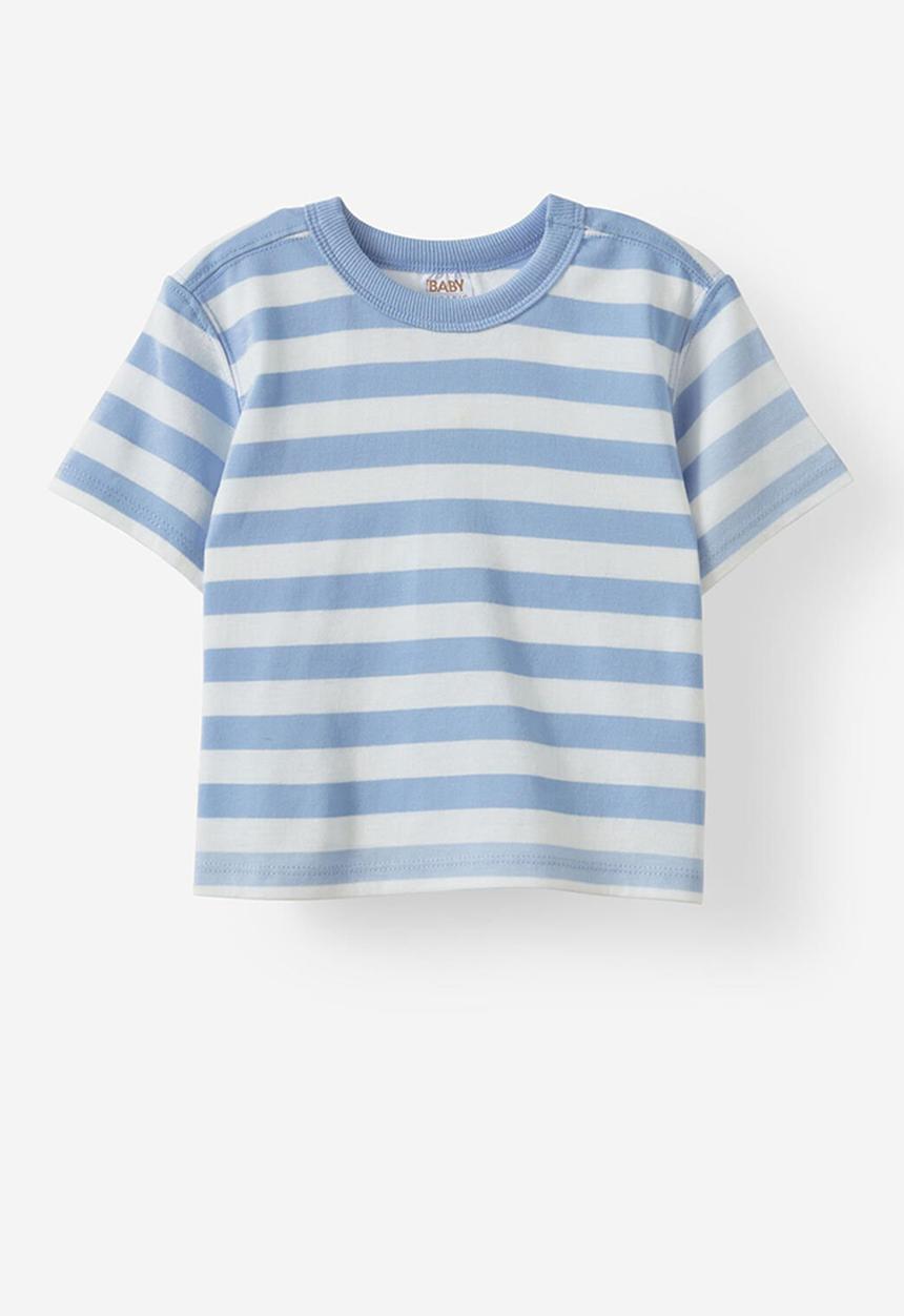Cotton On - Bobbi short sleeve graphic tee - dawn blue/vanilla stripe