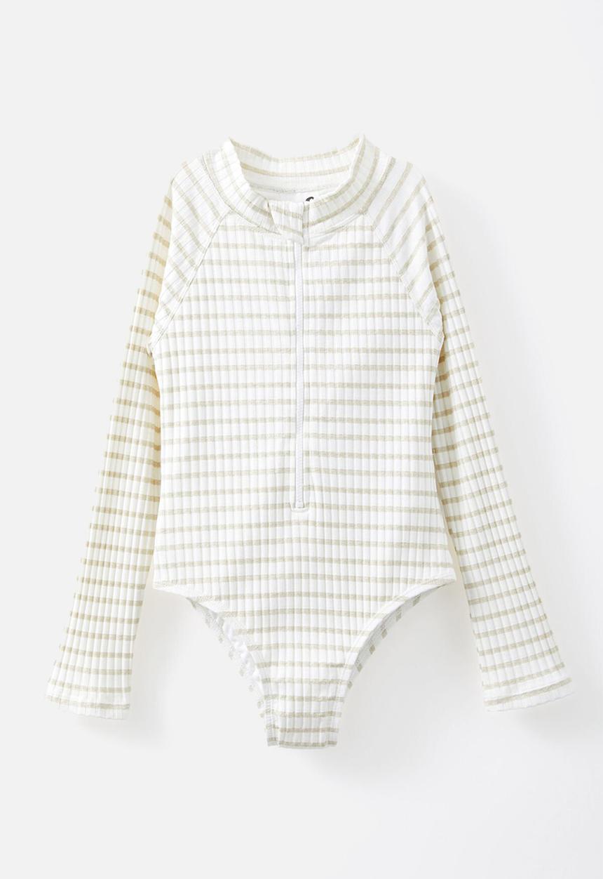 Cotton On - Lydia one piece - dark vanilla/shimmer stripe