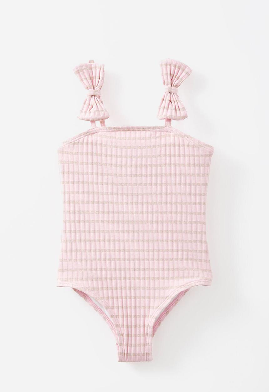 Cotton On - Bow one piece - marshmellow/shimmer stripe