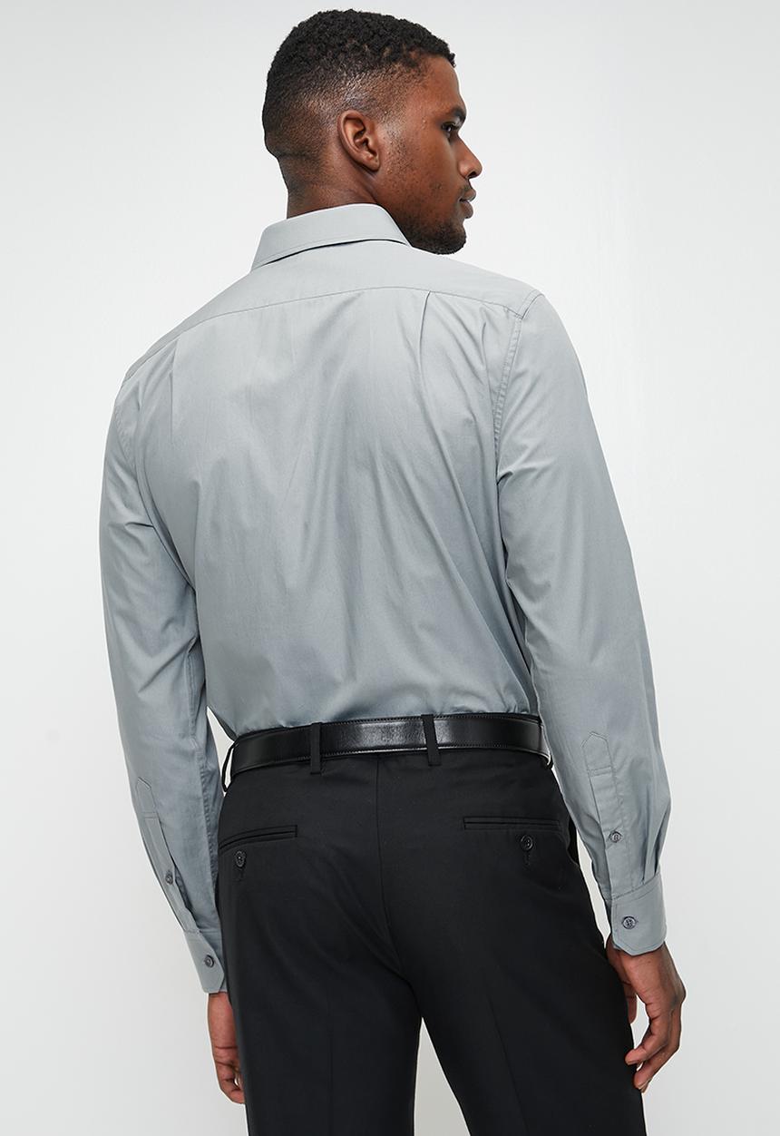 POLO - Fulu pjc poplin long sleeve shirt - grey