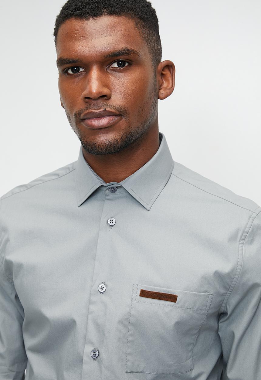 POLO - Fulu pjc poplin long sleeve shirt - grey