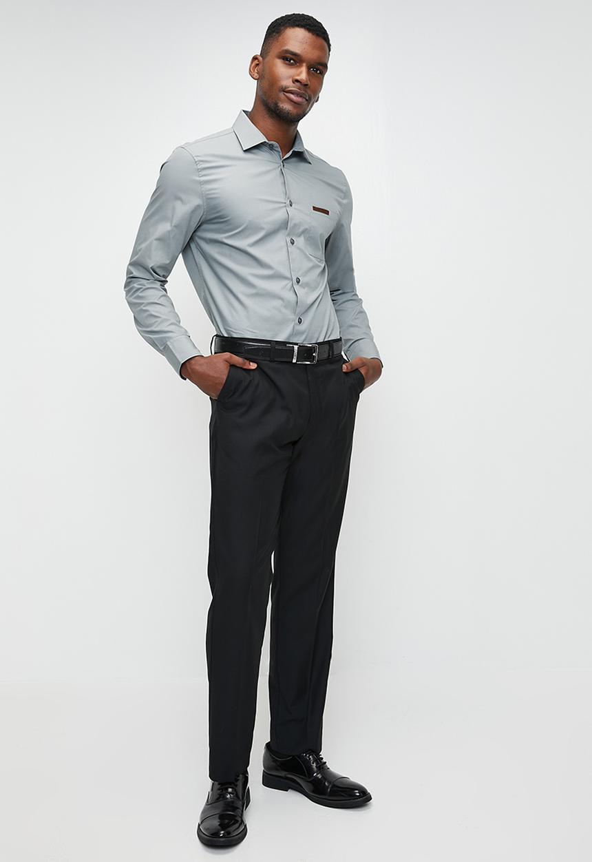 POLO - Fulu pjc poplin long sleeve shirt - grey