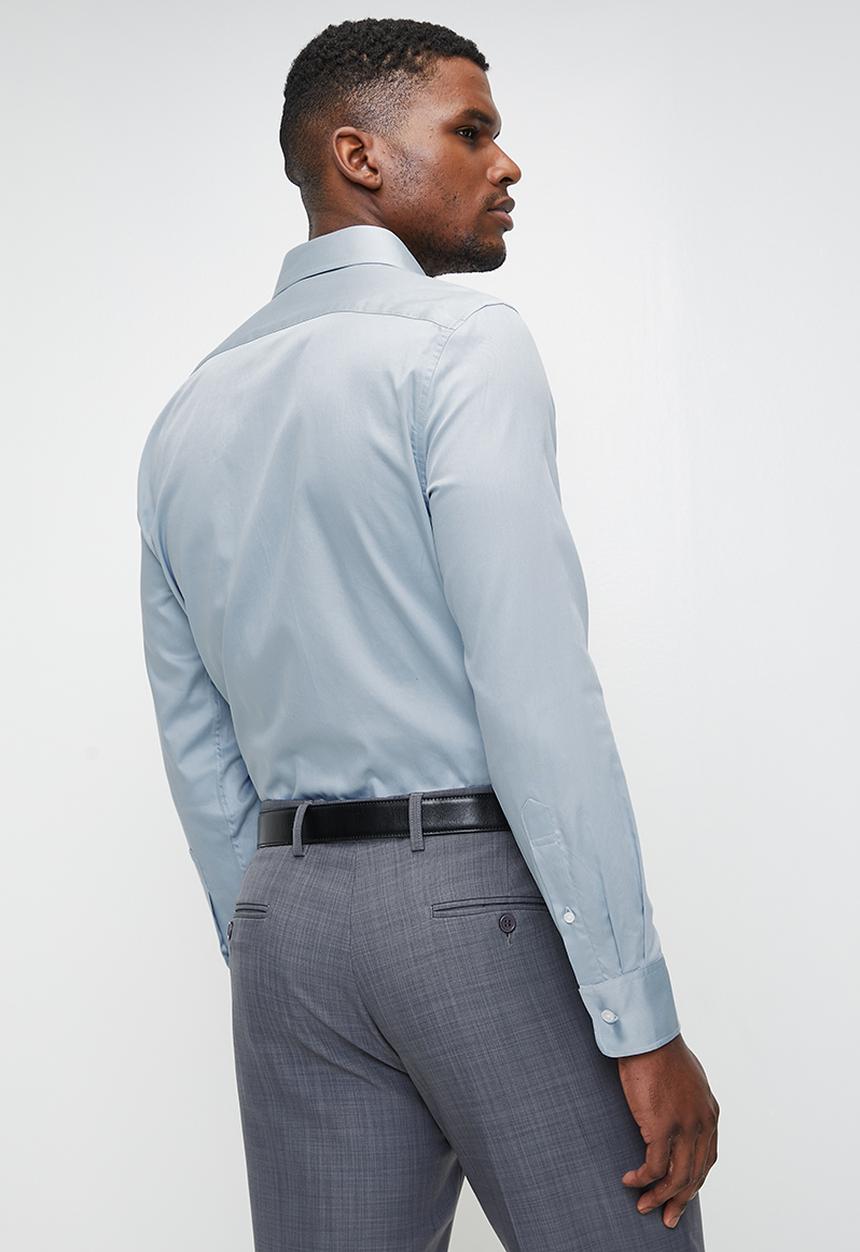 POLO - Greig essential sateen long sleeve shirt - blue
