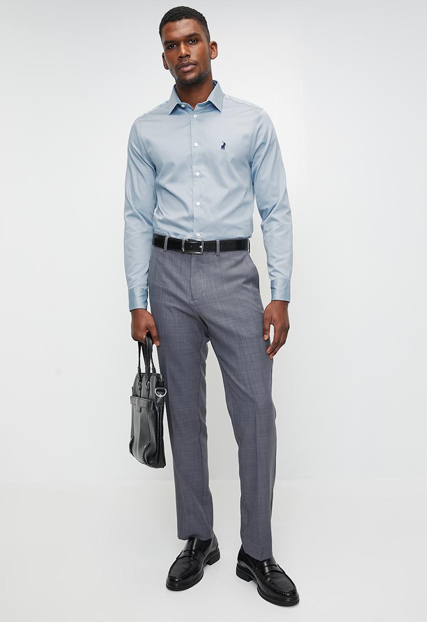 POLO - Greig essential sateen long sleeve shirt - blue