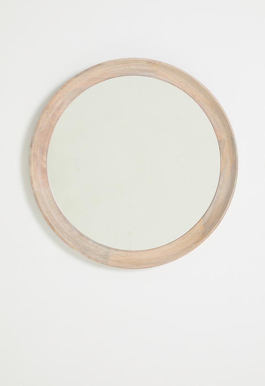Sixth Floor - Wooden Round Mirror 60cm - natural