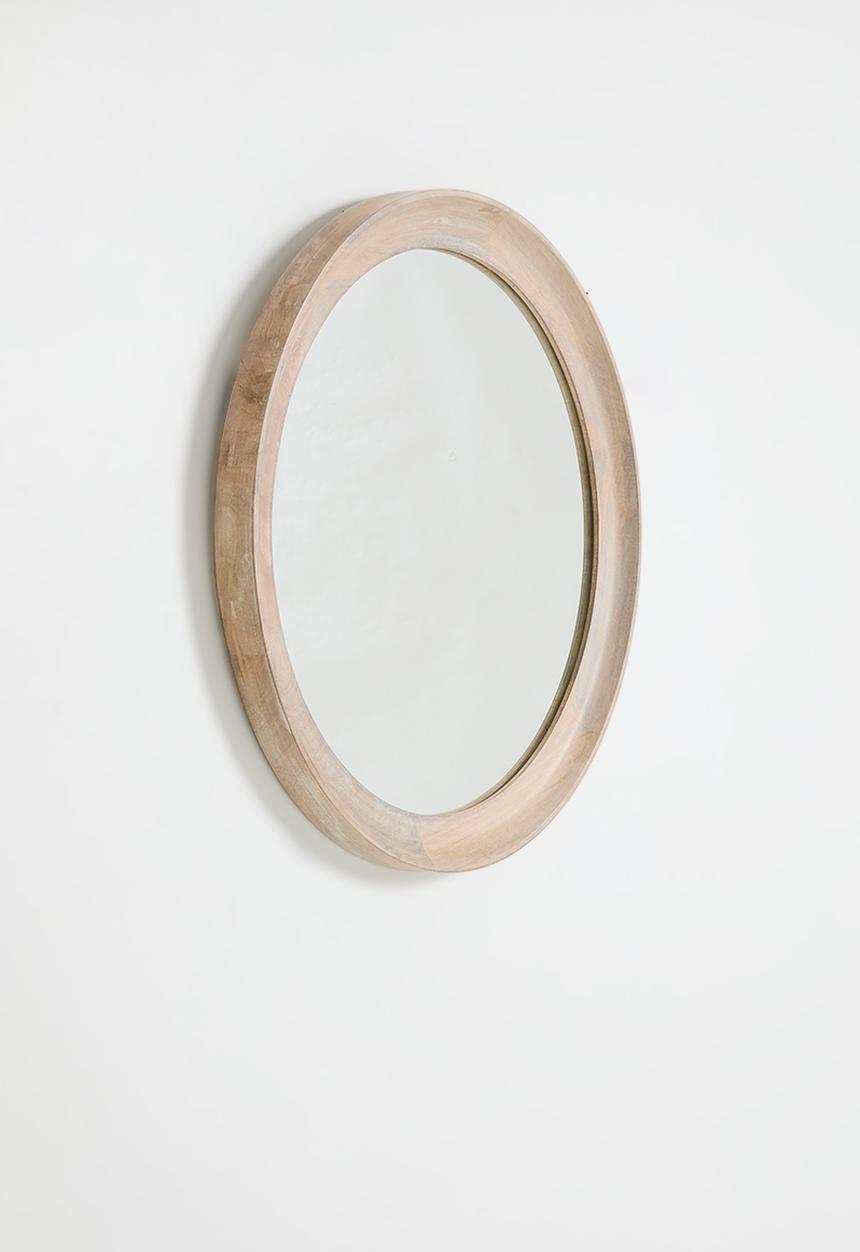 Sixth Floor - Wooden Round Mirror 60cm - natural