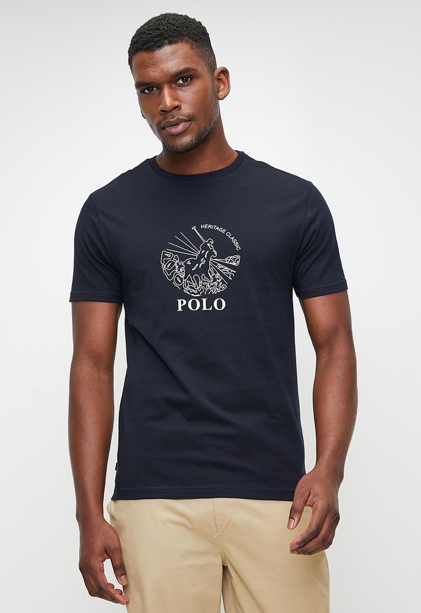 POLO - Nick crew neck graphic T-shirt - navy	
