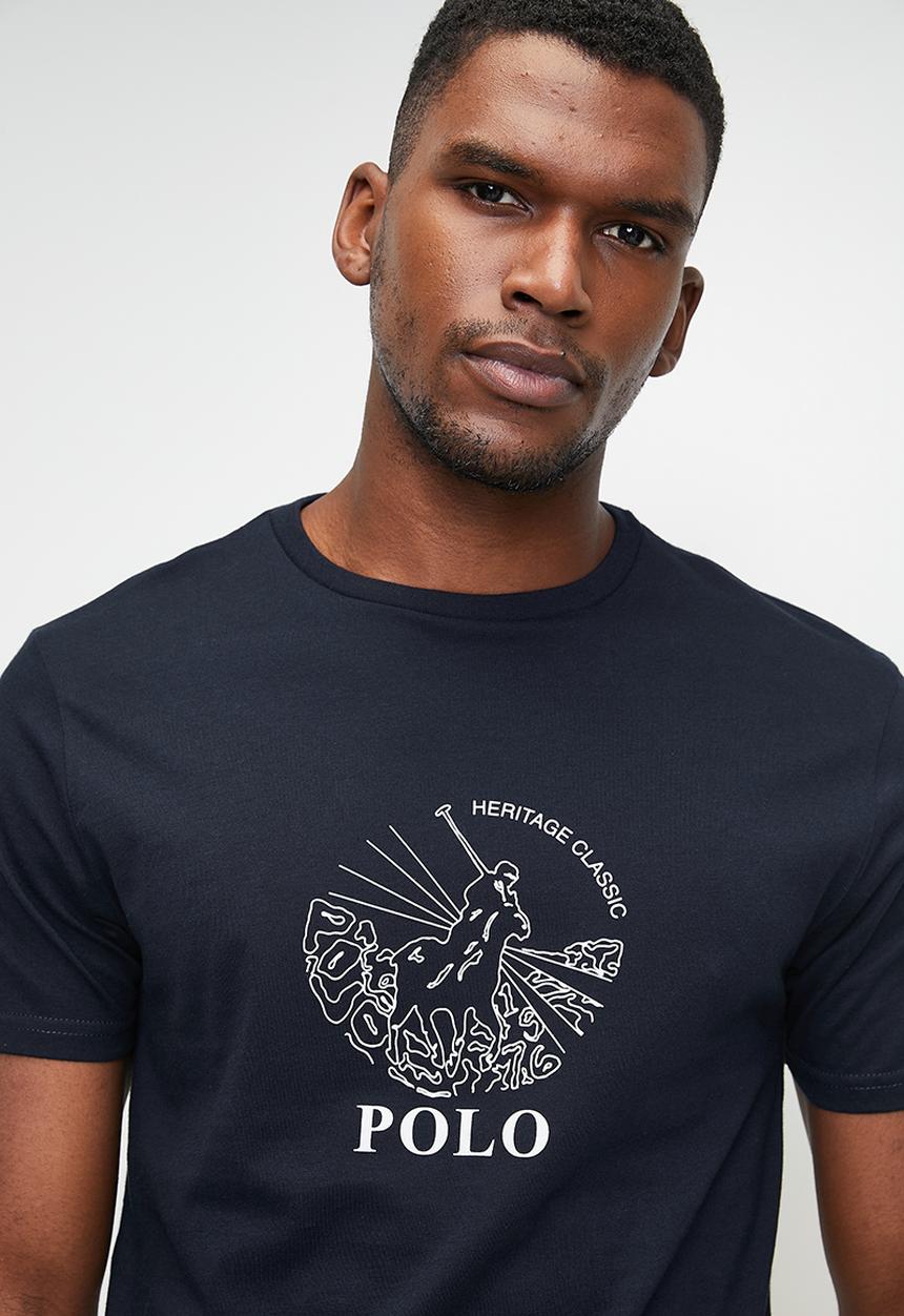 POLO - Nick crew neck graphic T-shirt - navy	