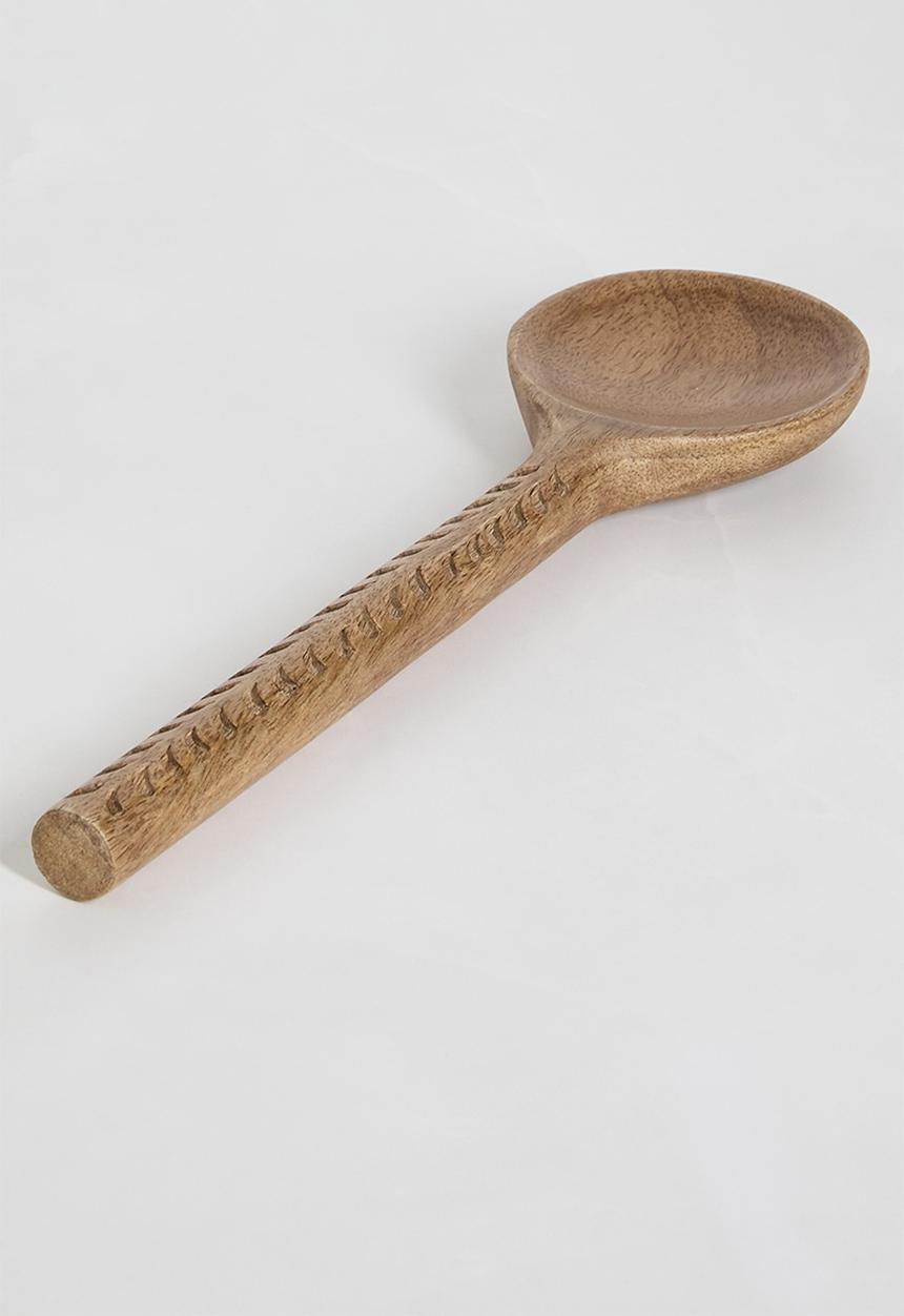 Sixth Floor - Carved wood serving spoons set of 2 - Natural