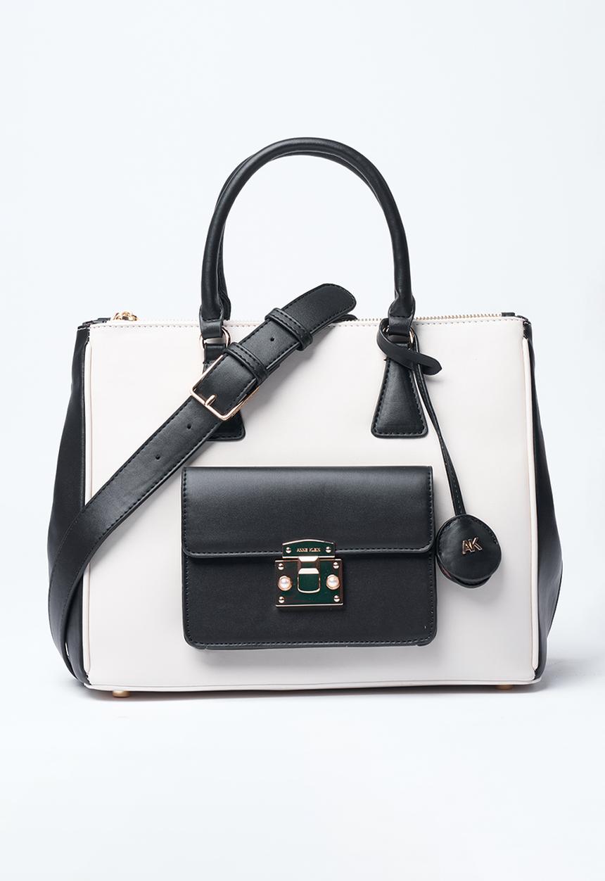 Anne Klein - Exclusive Tote With Detachable Crossbody Strap Bag-Parchment/Black