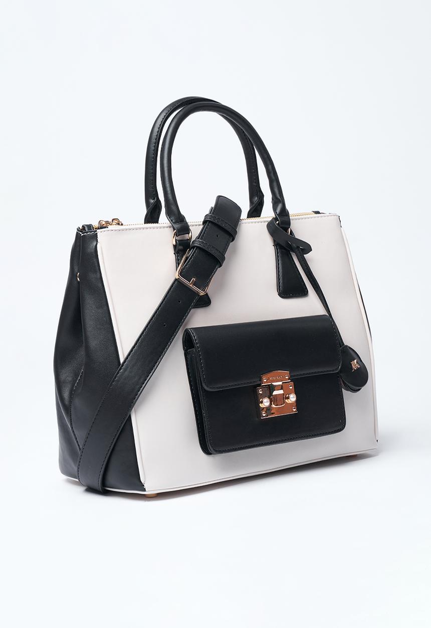 Anne Klein - Exclusive Tote With Detachable Crossbody Strap Bag-Parchment/Black