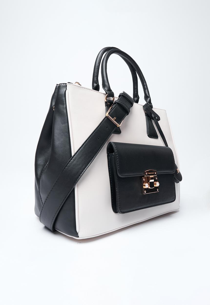 Anne Klein - Exclusive Tote With Detachable Crossbody Strap Bag-Parchment/Black