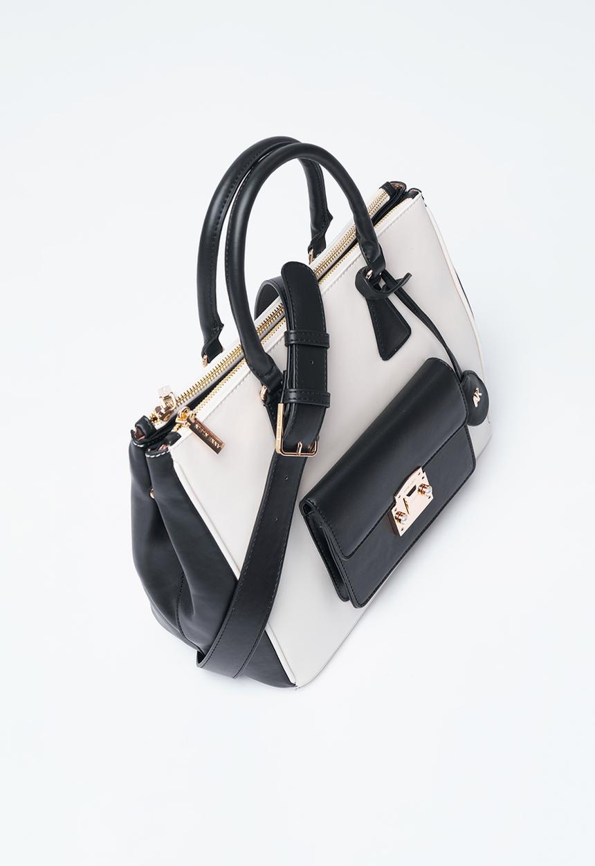 Anne Klein - Exclusive Tote With Detachable Crossbody Strap Bag-Parchment/Black