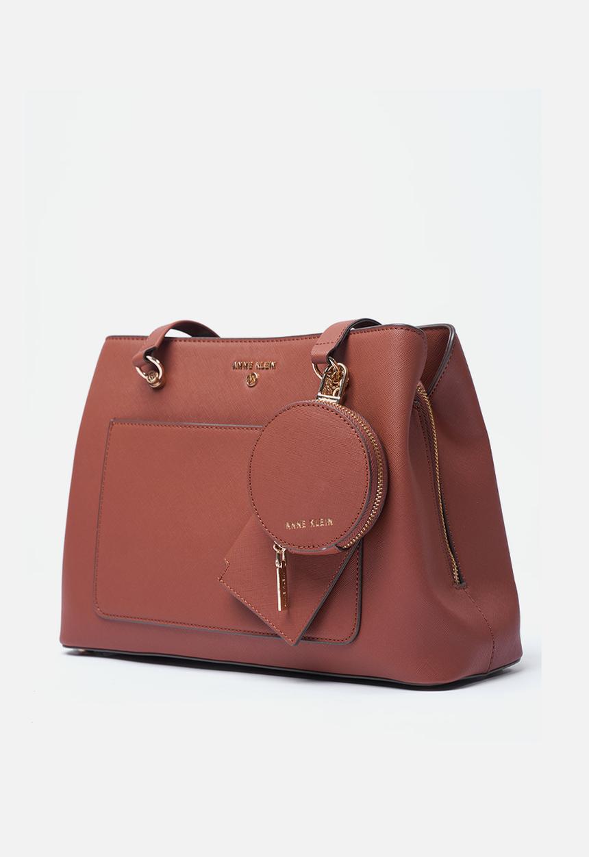 Anne Klein - Exclusive Silvia Triple Compartment Satchel Bag-Hazelnut