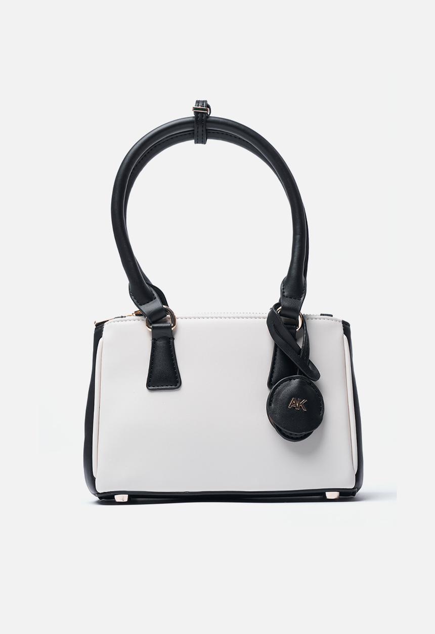 Anne Klein - Exclusive Satchel With Detachable Crossbody Strap Bag-Parchment/Black