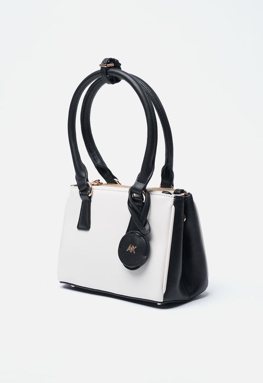 Anne Klein - Exclusive Satchel With Detachable Crossbody Strap Bag-Parchment/Black