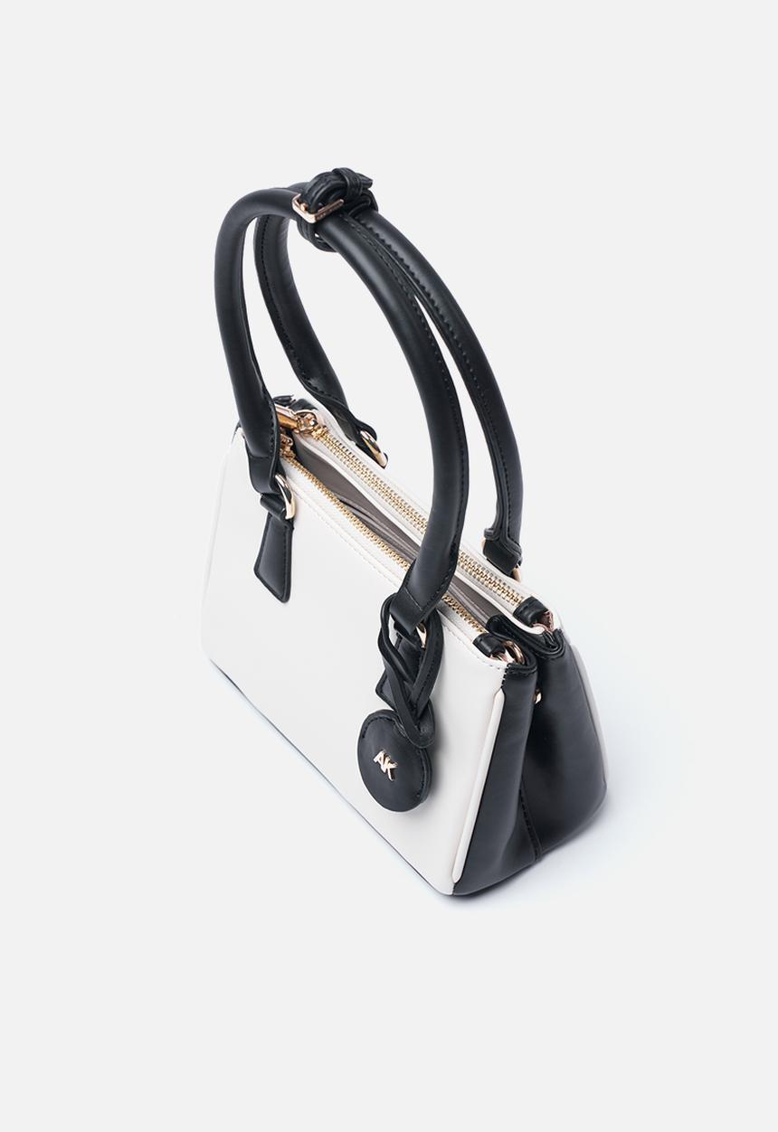 Anne Klein - Exclusive Satchel With Detachable Crossbody Strap Bag-Parchment/Black