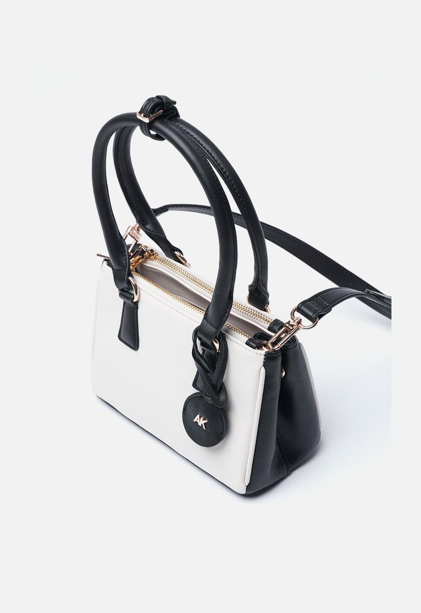 Anne Klein - Exclusive Satchel With Detachable Crossbody Strap Bag-Parchment/Black