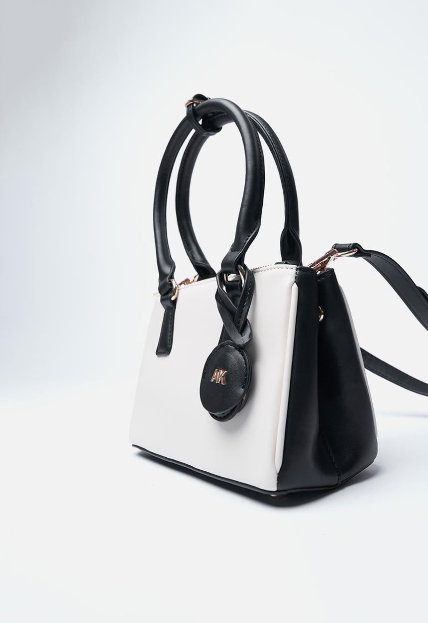 Anne Klein - Exclusive Satchel With Detachable Crossbody Strap Bag-Parchment/Black