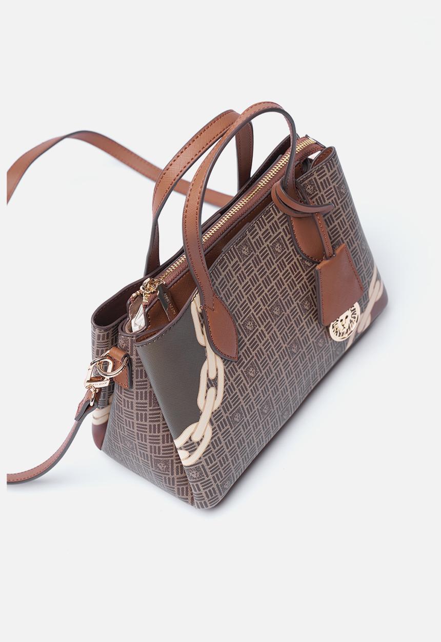 Anne Klein - Exclusive Bonded Satchel With Detachable Crossbody Strap Bag-Chestnut