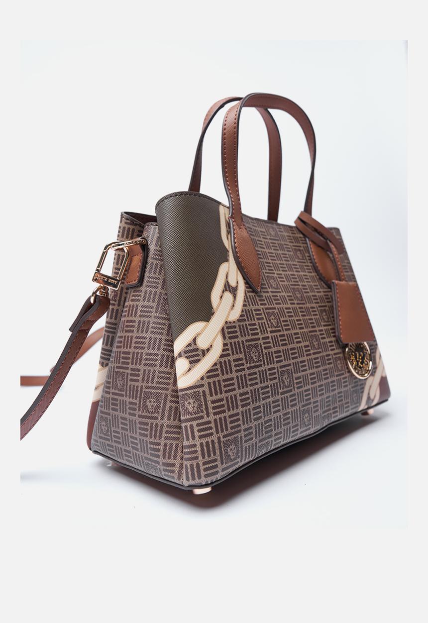 Anne Klein - Exclusive Bonded Satchel With Detachable Crossbody Strap Bag-Chestnut
