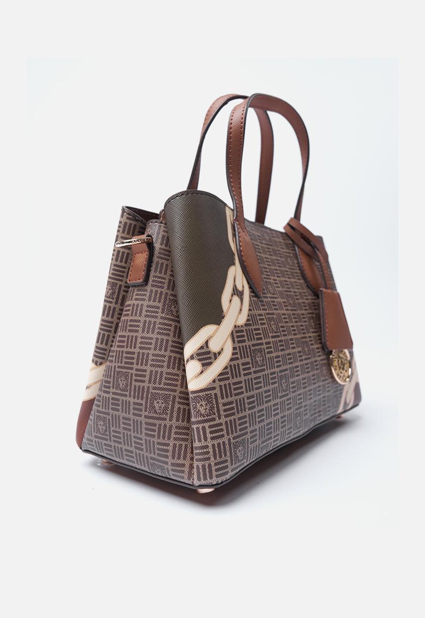 Anne Klein - Exclusive Bonded Satchel With Detachable Crossbody Strap Bag-Chestnut