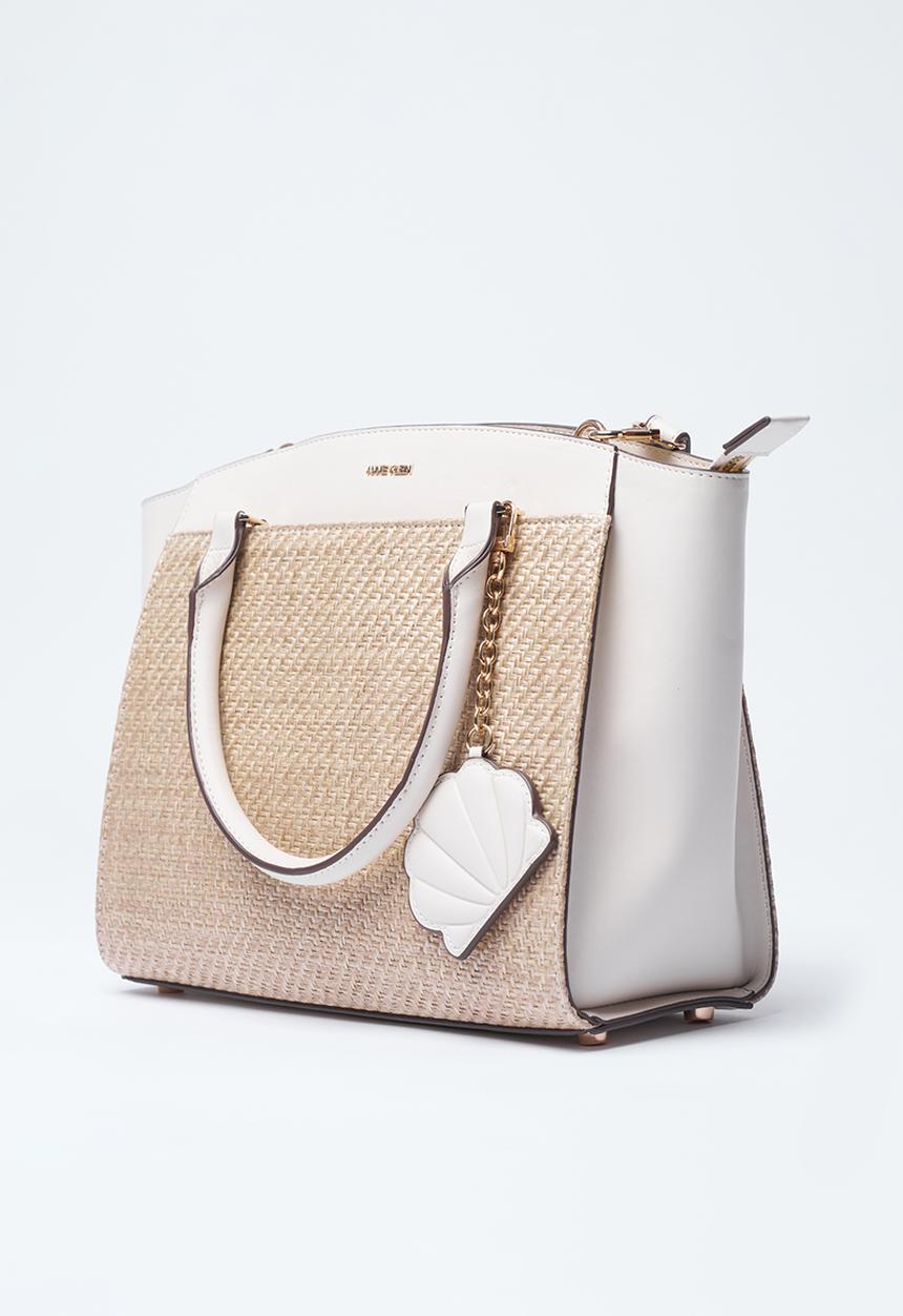 Anne Klein - Exclusive Rounded  Satchel With Detachable Strap Bag-Natural/Parchment