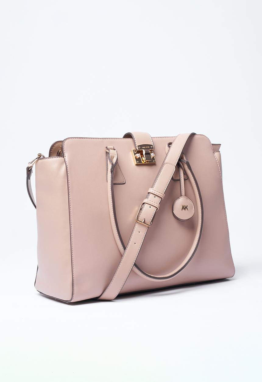 Anne Klein - Exclusive Tote With Laptop Case & Detachable Crossbody Strap Bag-Blush