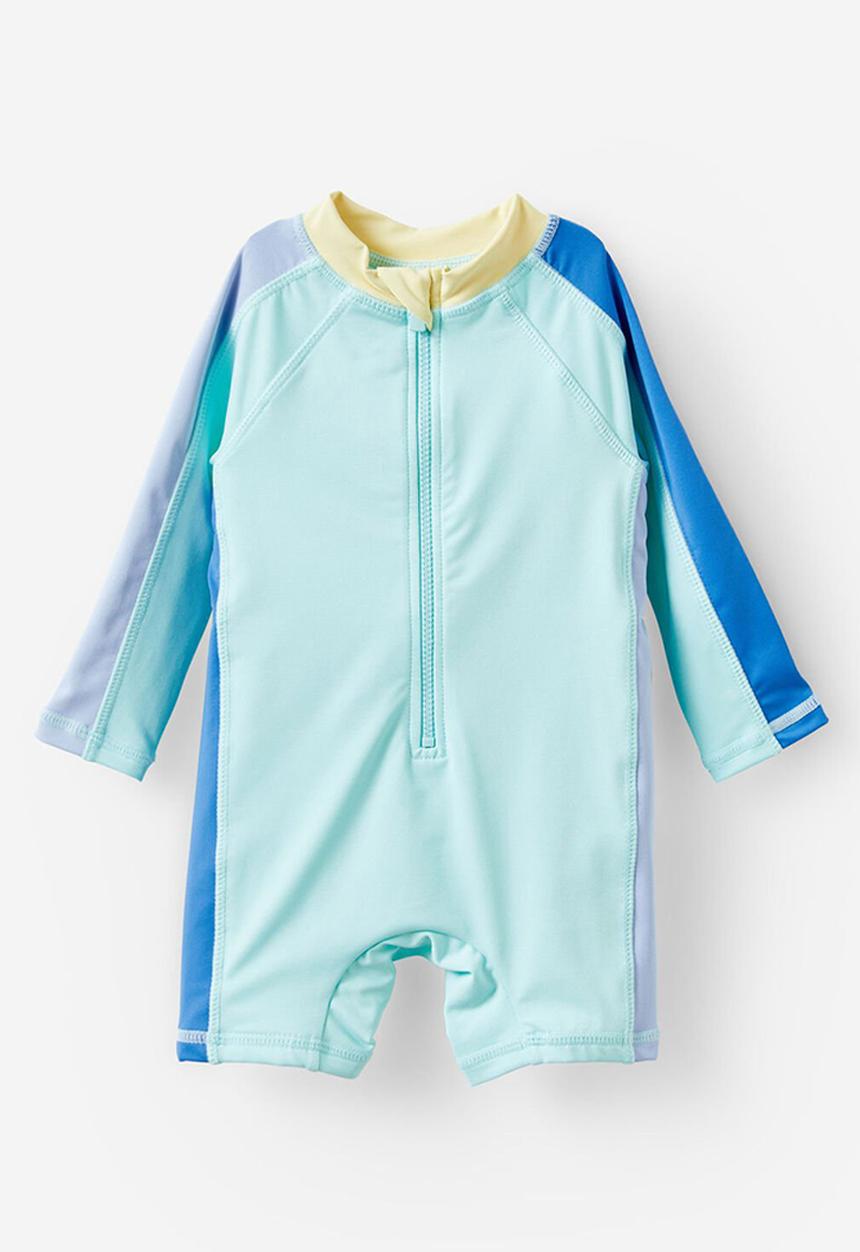 Cotton On - Cameron long sleeve swimsuit - blue aura/colourblock