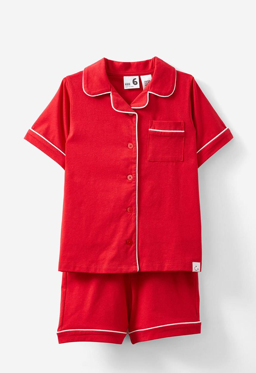 Cotton On - Claydon short sleeve pyjama set - varsity red