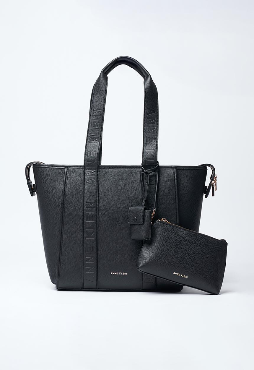 Anne Klein - Medium Tote With Debossed Handle Bag-Black