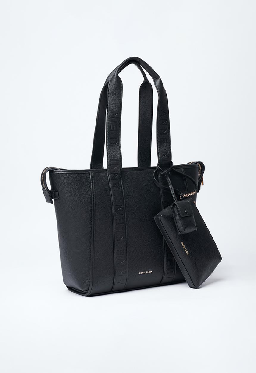 Anne Klein - Medium Tote With Debossed Handle Bag-Black