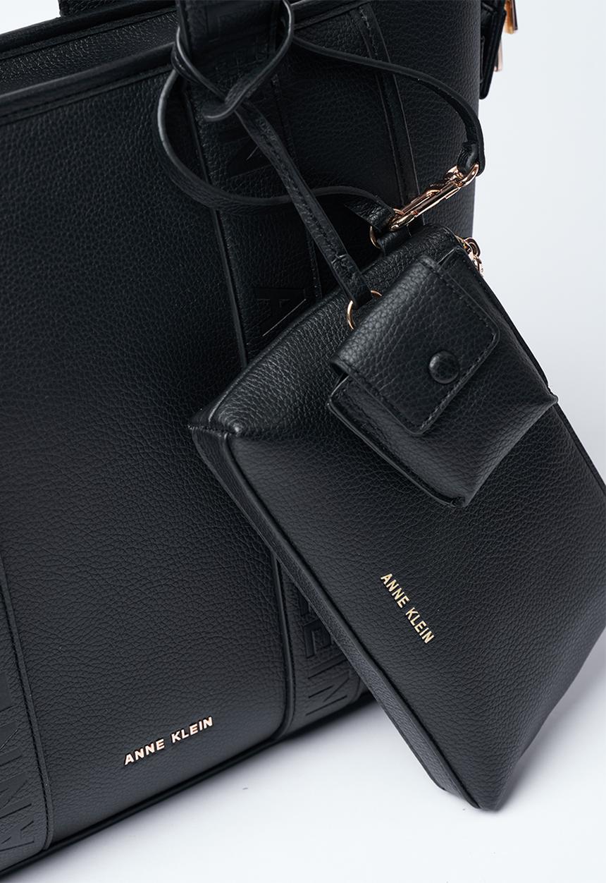 Anne Klein - Medium Tote With Debossed Handle Bag-Black