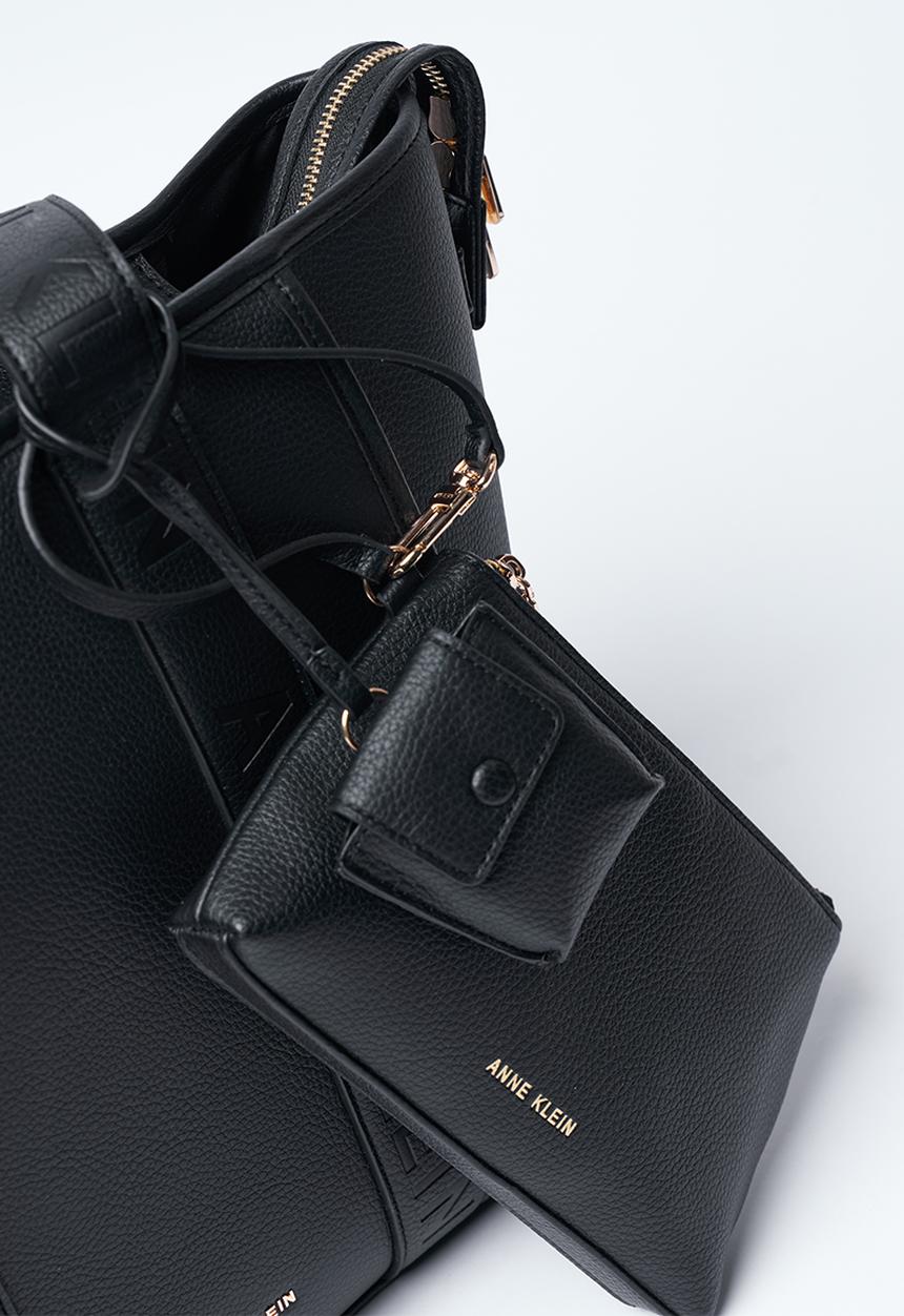 Anne Klein - Medium Tote With Debossed Handle Bag-Black