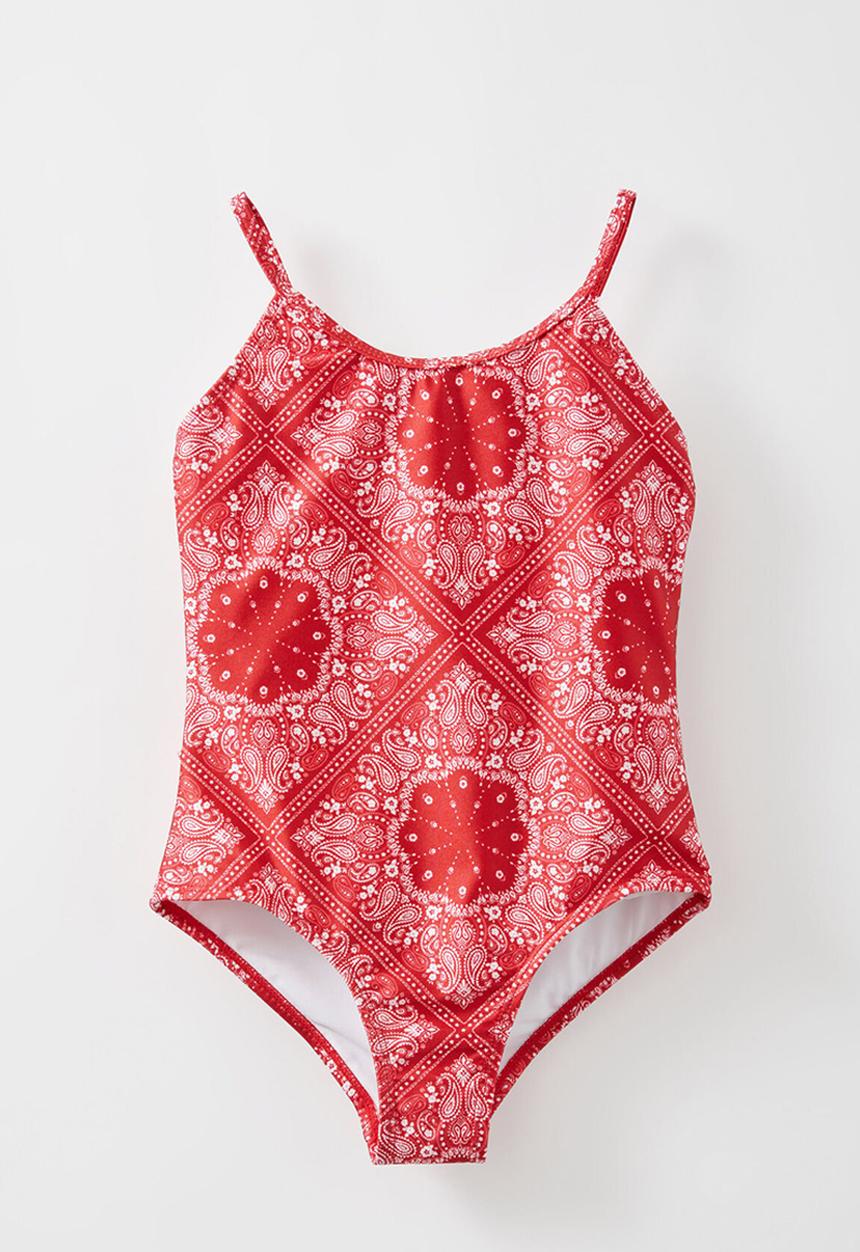 Cotton On - Renee bow one piece - varsity red/floral paisley