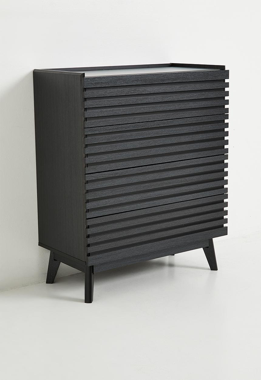 Sixth Floor - Slatted 4 Drawer Storage - Black