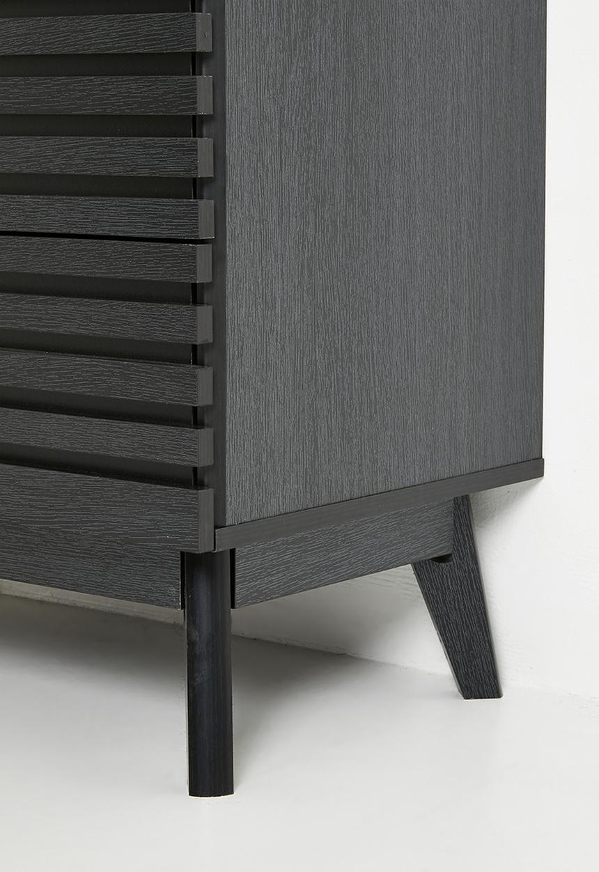 Sixth Floor - Slatted 4 Drawer Storage - Black