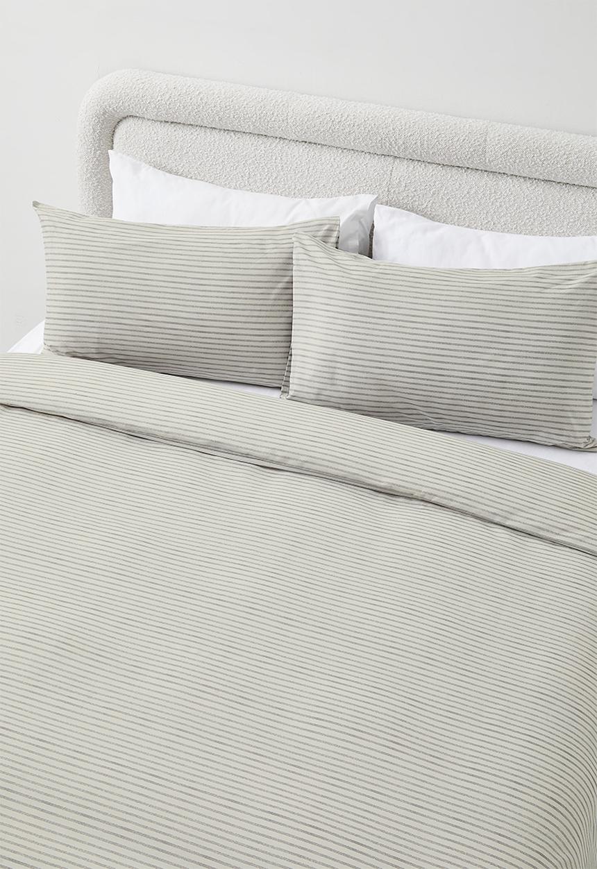 Sixth Floor - Frankie Stripe Cotton Blend Duvet Set - Grey