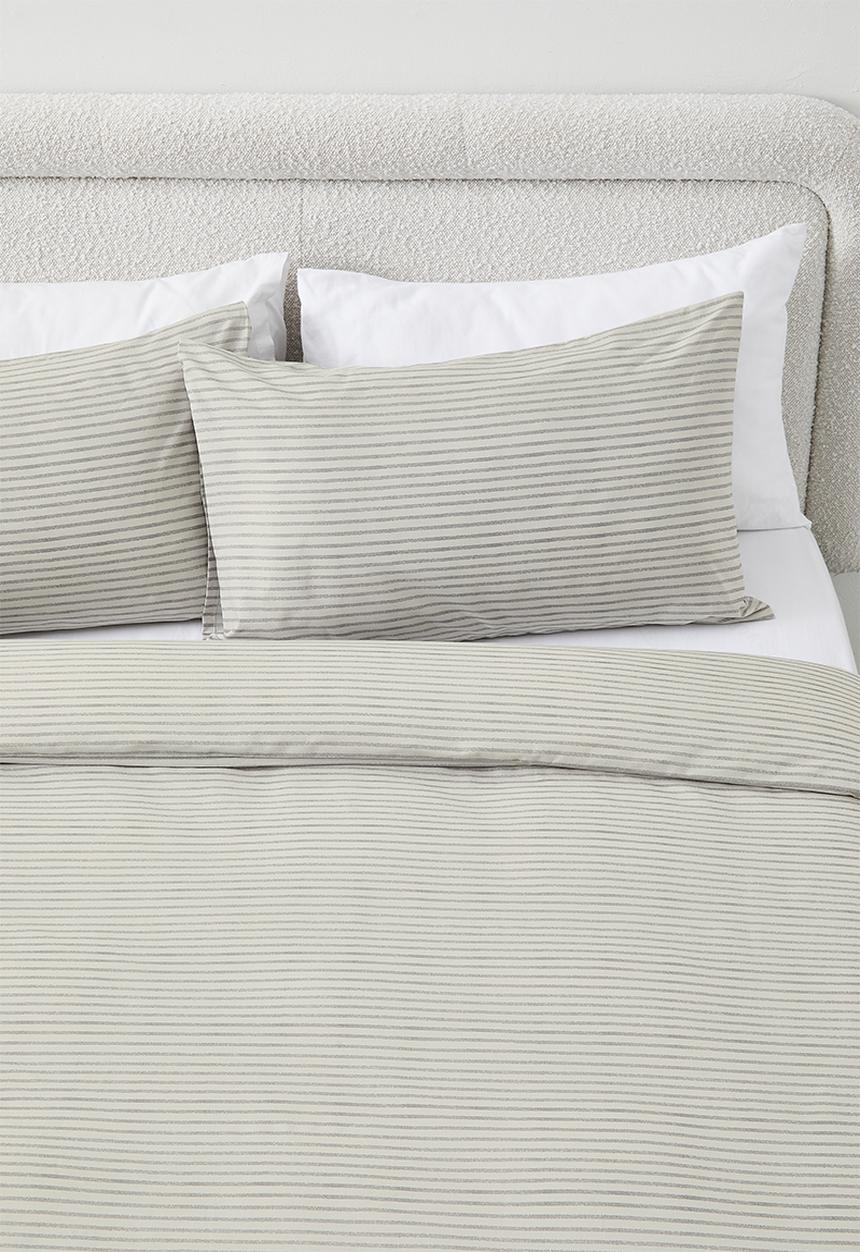 Sixth Floor - Frankie Stripe Cotton Blend Duvet Set - Grey