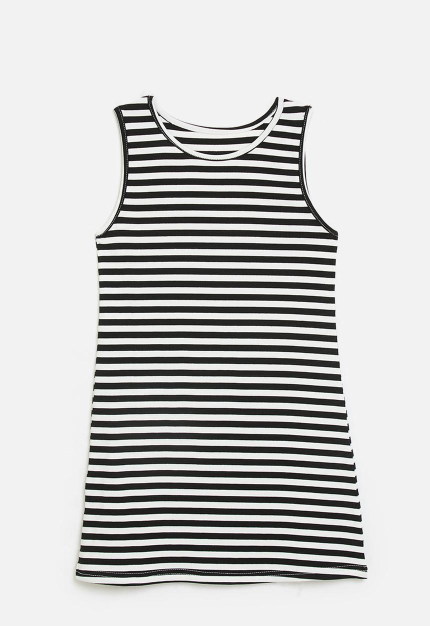 Pop Candy - Striped tank dress - black stripes
