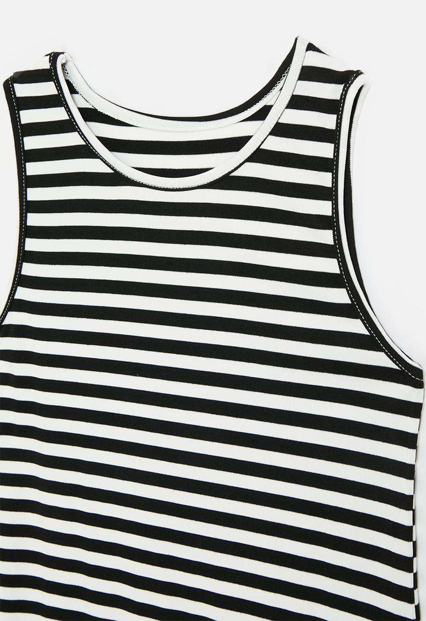Pop Candy - Striped tank dress - black stripes