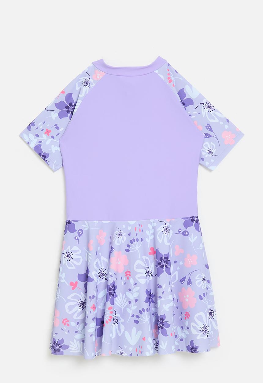 Pop Candy - One piece swimsuit with built-in skirt - lilac/tropical floral