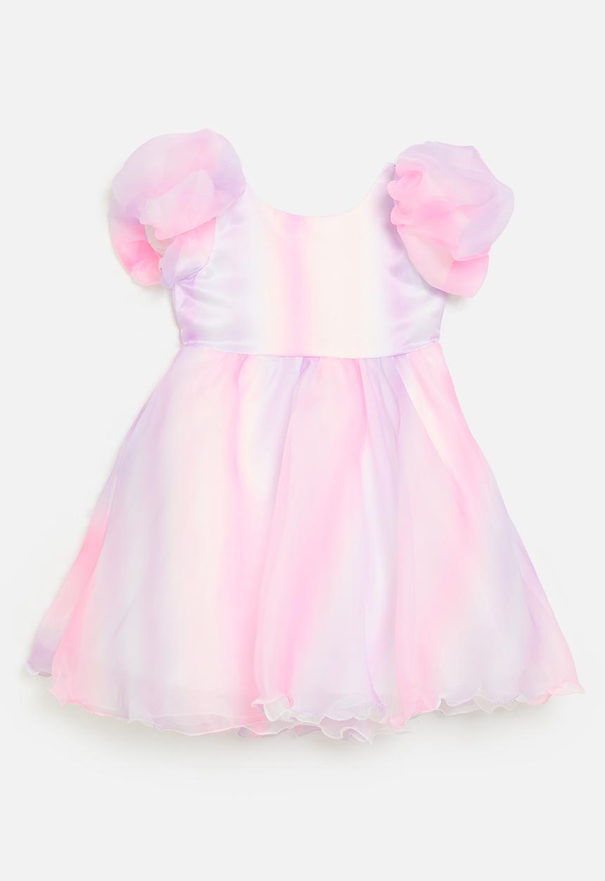 Pop Candy - Puff sleeve occasion dress - pink & purple