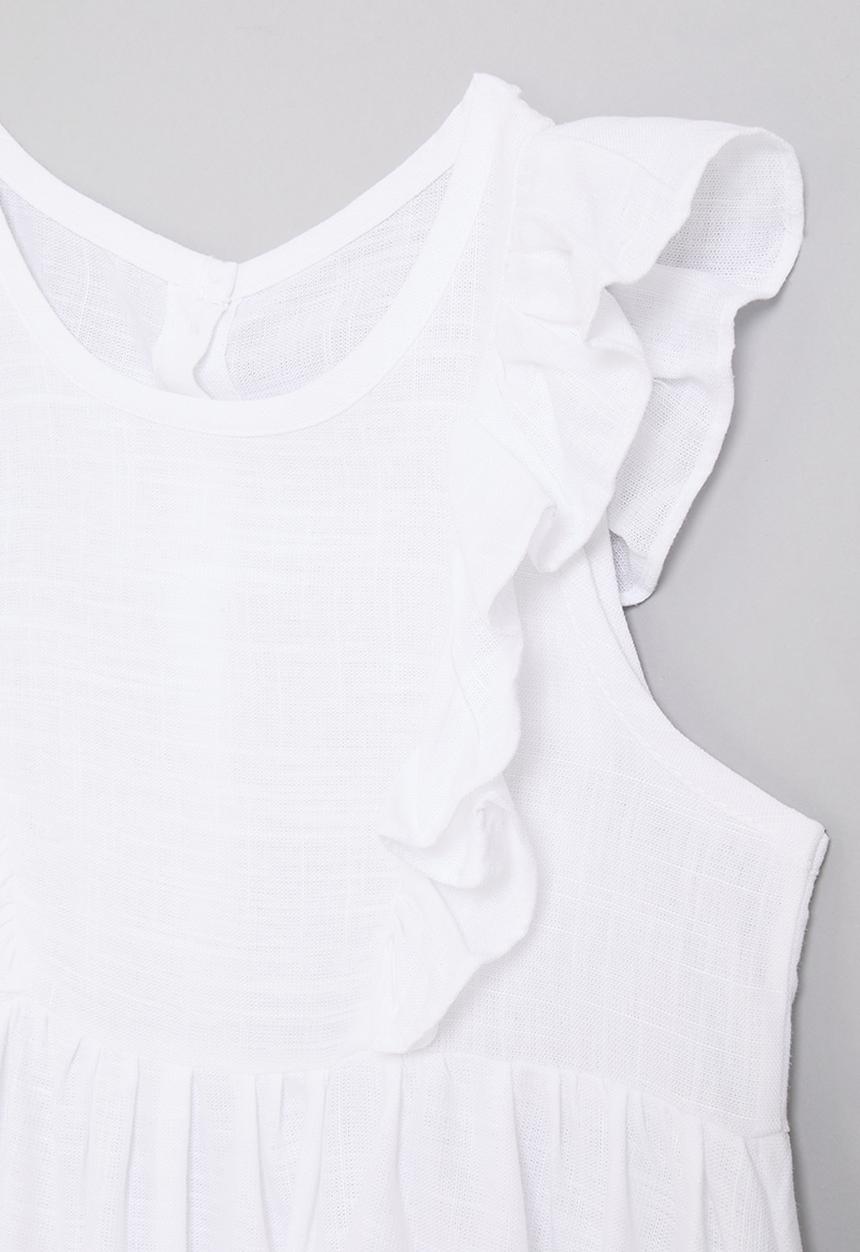 Pop Candy - Sleeveless dress with mock button closure - white