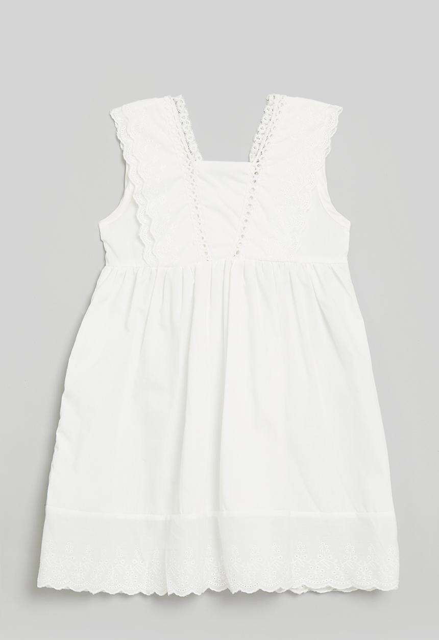 Pop Candy - Broderie anglaise dress with scallop hem - white